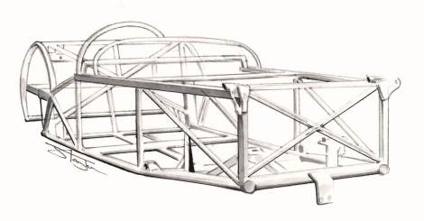 Lotus 6 chassis - Illustration by James Taylor